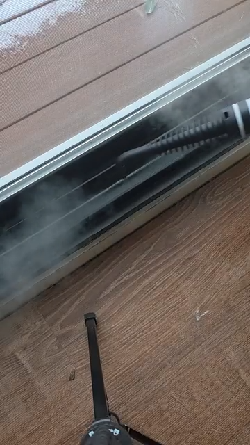 EcoPure steam cleaner removing dirt from sliding door track
