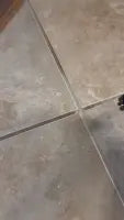 Grey floor tile grout cleaned with an EcoPure steam cleaner